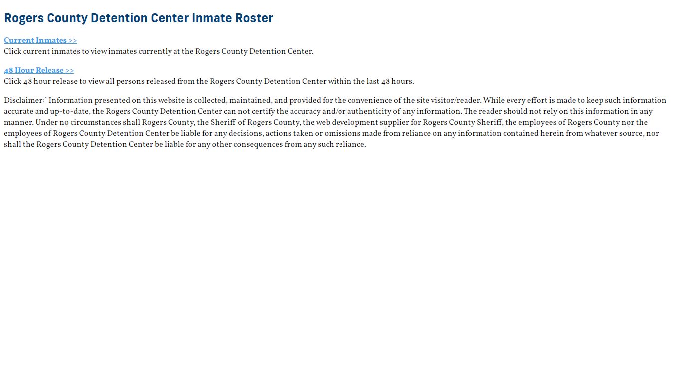 Rogers County Detention Center Inmate Roster