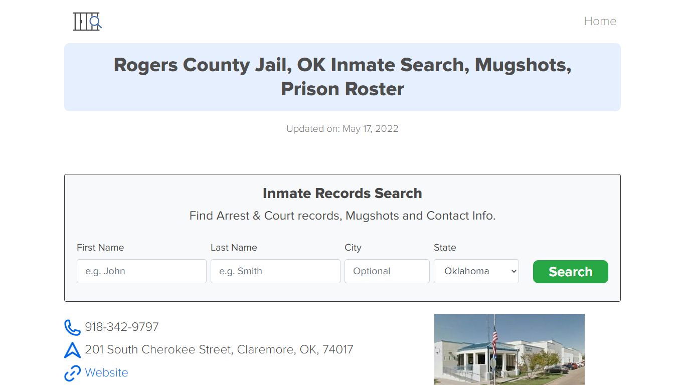 Rogers County Jail, OK Inmate Search, Mugshots, Prison ...